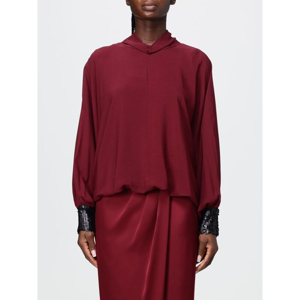 Hanita Women Hanita Draped Viscose Blouse With Sequins And Long Sleeves
